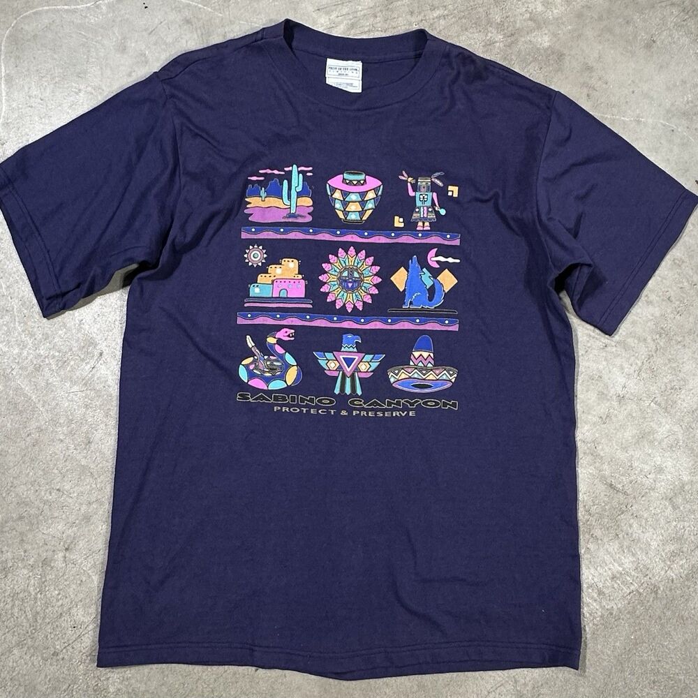Vintage Fruit Of The Loom Sabino Canyon Arizona Graphic T Shirt Large Purple